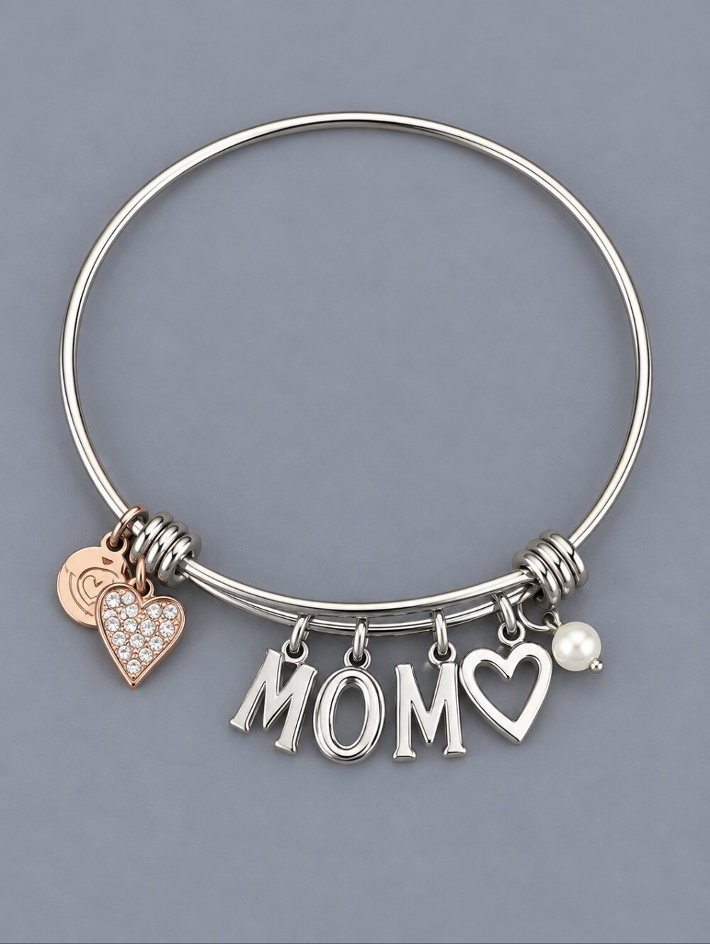 UNWRITTEN Mom Heart Charm Bangle Bracelet